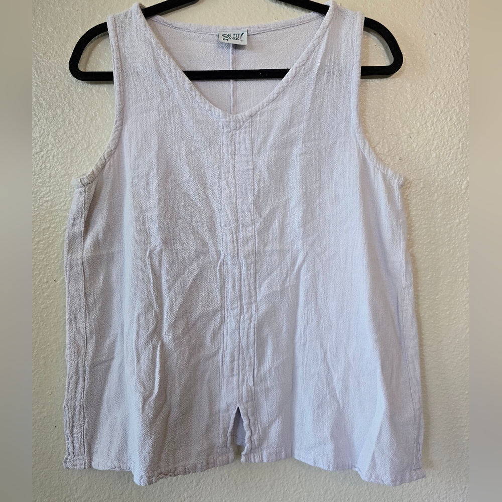 Oh My Gauze White Sleeveless Tank Top Relaxed Fit